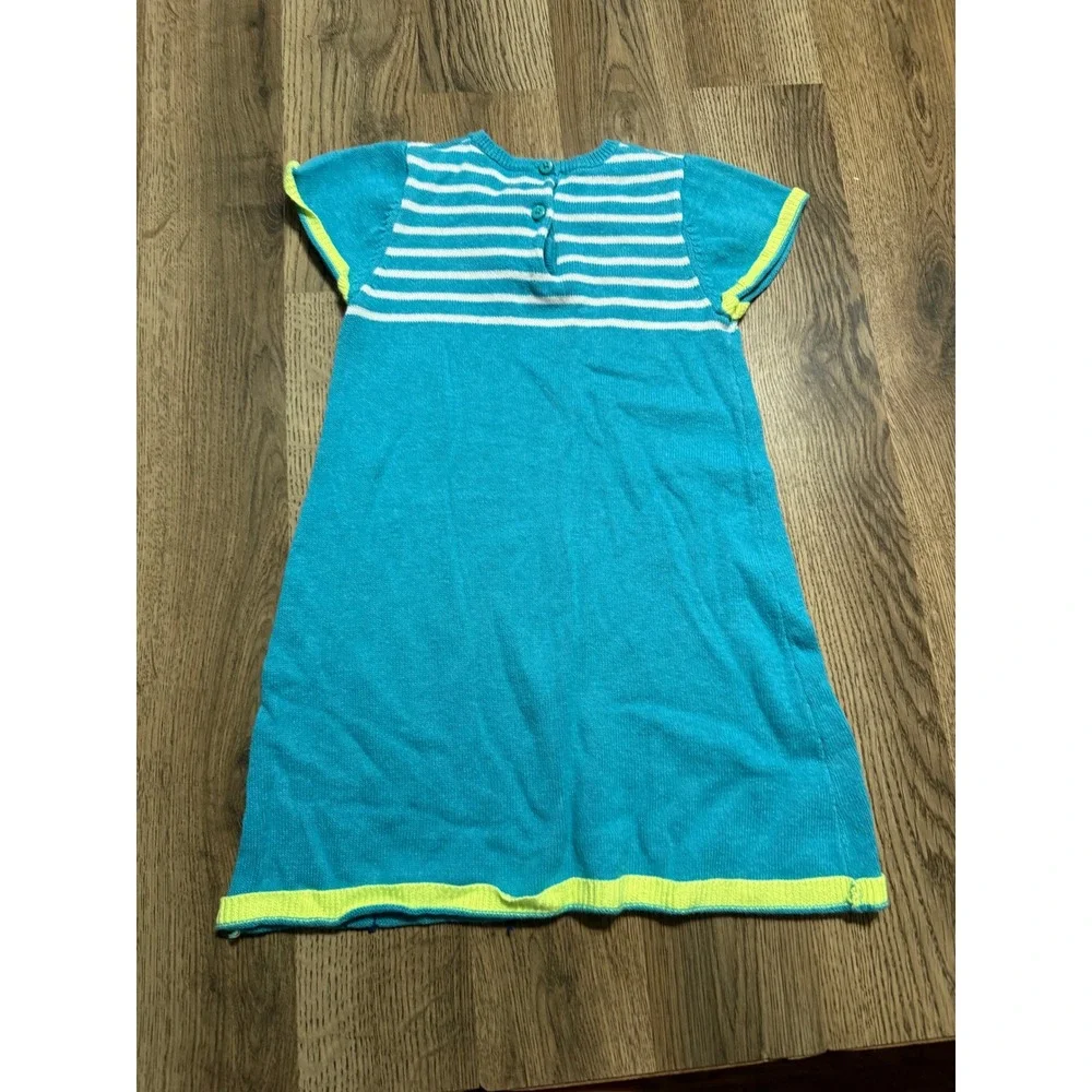 Gymboree Dress Girls Size 4T Teal Sweater Dress Bird Graphic Knit Bird Intarsia